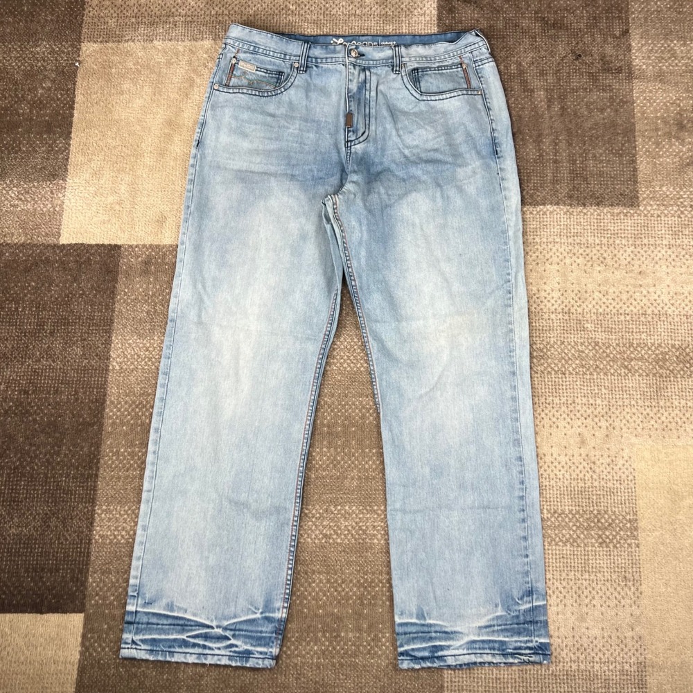 LRG Lifted Research Group‎ Mens Light Wash Baggy Wide Leg Jeans Size 40